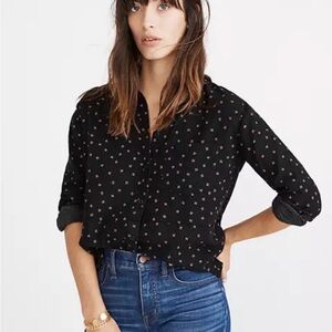 Madewell Black Floral Button Down Shirt
